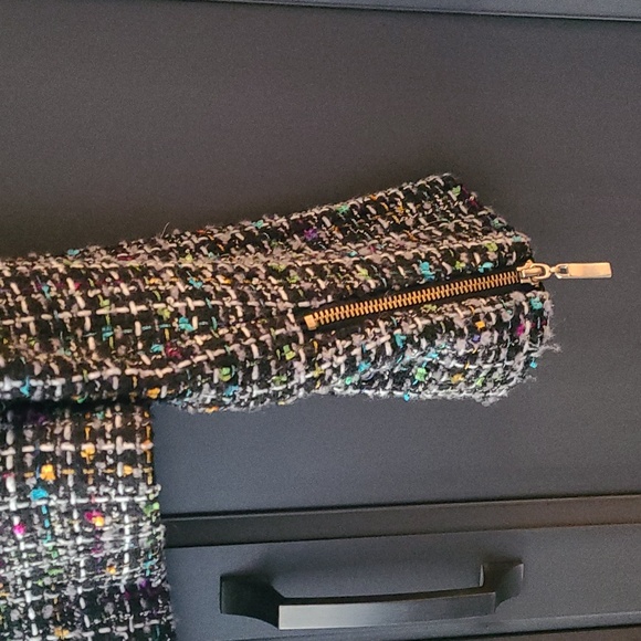 Women's jacket tweed cropped gray with Teal and purple accents - Picture 5 of 10